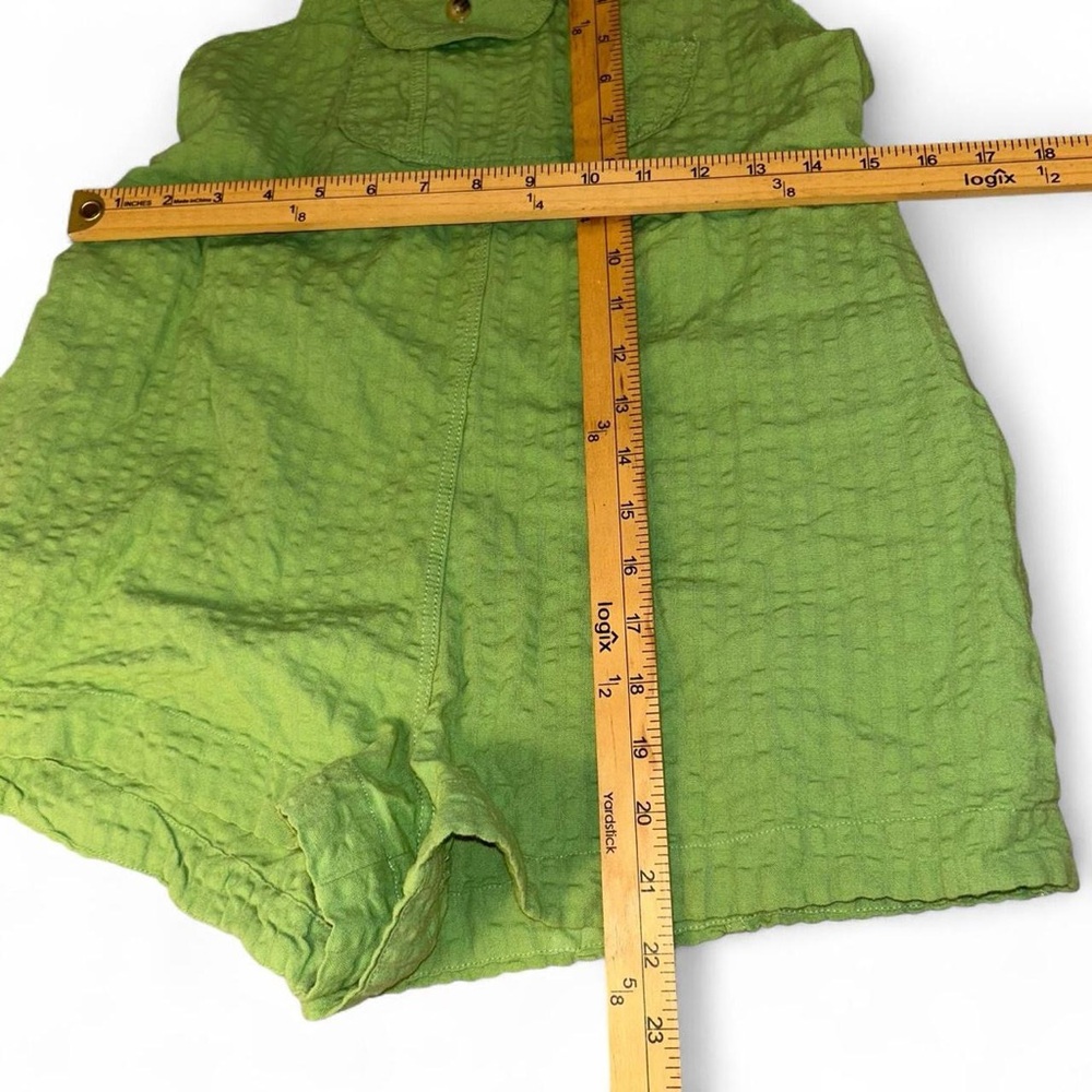 Urban Outfitters Romper Shorts Cotton Linen Blend Green Overalls Pockets XS - Picture 8 of 8